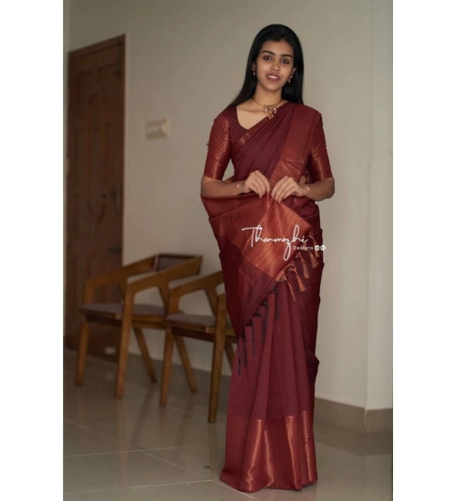 Women's Soft Lichi Silk Solid Saree With Unstitched Blouse 5.5Mtr (Maroon) Women's Soft Lichi Silk Solid Saree With Unstitched Blouse 5.5Mtr (Maroon)