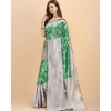 Women's Soft Lichi Silk Printed Saree With Unstitched Blouse 5.5Mtr (Green) Women's Soft Lichi Silk Printed Saree With Unstitched Blouse 5.5Mtr (Green)