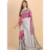 Women's Soft Lichi Silk Printed Saree With Unstitched Blouse 5.5Mtr (Pink) Women's Soft Lichi Silk Printed Saree With Unstitched Blouse 5.5Mtr (Pink)