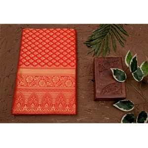 Generic Women's Soft Lichi Silk Printed Saree With Unstitched Blouse 5.5Mtr (Red)