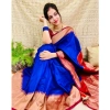 Women's Soft Lichi Silk Solid Saree With Unstitched Blouse 5.5Mtr (Blue) Women's Soft Lichi Silk Solid Saree With Unstitched Blouse 5.5Mtr (Blue)