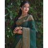 Women's Soft Lichi Silk Solid Saree With Unstitched Blouse 5.5Mtr (Green) Women's Soft Lichi Silk Solid Saree With Unstitched Blouse 5.5Mtr (Green)