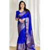 Women's Soft Lichi Silk Solid Saree With Unstitched Blouse 5.5Mtr (Blue) Women's Soft Lichi Silk Solid Saree With Unstitched Blouse 5.5Mtr (Blue)