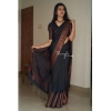 Women's Soft Lichi Silk Solid Saree With Unstitched Blouse 5.5Mtr (Black) Women's Soft Lichi Silk Solid Saree With Unstitched Blouse 5.5Mtr (Black)