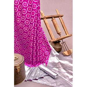 Generic Women's Soft Lichi Silk Printed Saree With Unstitched Blouse 5.5Mtr (Pink)