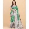 Women's Soft Lichi Silk Printed Saree With Unstitched Blouse 5.5Mtr (Green) Women's Soft Lichi Silk Printed Saree With Unstitched Blouse 5.5Mtr (Green)