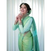 Women's Soft Lichi Silk Printed Saree With Unstitched Blouse 5.5Mtr (Light Green) Women's Soft Lichi Silk Printed Saree With Unstitched Blouse 5.5Mtr (Light Green)