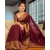 Women's Soft Lichi Silk Solid Saree With Unstitched Blouse 5.5Mtr (Maroon) Women's Soft Lichi Silk Solid Saree With Unstitched Blouse 5.5Mtr (Maroon)