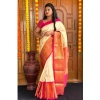 Women's Soft Lichi Silk Printed Saree With Unstitched Blouse 5.5Mtr (Cream) Women's Soft Lichi Silk Printed Saree With Unstitched Blouse 5.5Mtr (Cream)