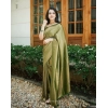 Women's Soft Lichi Silk Printed Saree With Unstitched Blouse 5.5Mtr (Green)