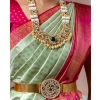 Women's Soft Lichi Silk Printed Saree With Unstitched Blouse 5.5Mtr (Light Green) Women's Soft Lichi Silk Printed Saree With Unstitched Blouse 5.5Mtr (Light Green)