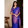 Women's Soft Lichi Silk Solid Saree With Unstitched Blouse 5.5Mtr (Blue) Women's Soft Lichi Silk Solid Saree With Unstitched Blouse 5.5Mtr (Blue)