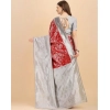 Women's Soft Lichi Silk Printed Saree With Unstitched Blouse 5.5Mtr (Red) Women's Soft Lichi Silk Printed Saree With Unstitched Blouse 5.5Mtr (Red)
