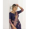 Women's Soft Lichi Silk Printed Saree With Unstitched Blouse 5.5Mtr (Navy Blue) Women's Soft Lichi Silk Printed Saree With Unstitched Blouse 5.5Mtr (Navy Blue)