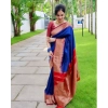 Women's Soft Lichi Silk Solid Saree With Unstitched Blouse 5.5Mtr (Blue) Women's Soft Lichi Silk Solid Saree With Unstitched Blouse 5.5Mtr (Blue)