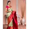 Women's Soft Lichi Silk Printed Saree With Unstitched Blouse 5.5Mtr (Light Green) Women's Soft Lichi Silk Printed Saree With Unstitched Blouse 5.5Mtr (Light Green)