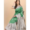 Women's Soft Lichi Silk Printed Saree With Unstitched Blouse 5.5Mtr (Green) Women's Soft Lichi Silk Printed Saree With Unstitched Blouse 5.5Mtr (Green)