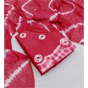 Generic Women's Chanderi Cotton Printed Unstitched Salwar Suit Material With Dupatta 2.3Mtrs (Pink)