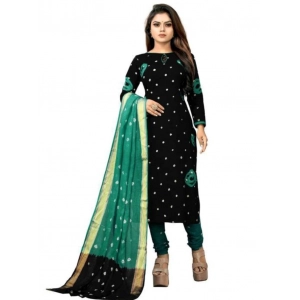 Generic Women's Rayon Printed Unstitched Salwar Suit Material With Dupatta 2.3Mtrs (Black)