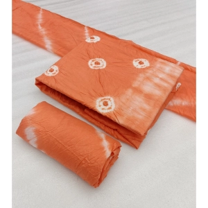 Generic Women's Chanderi Cotton Printed Unstitched Salwar Suit Material With Dupatta 2.3Mtrs (Peach)