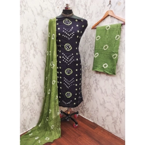Generic Women's Rayon Printed Unstitched Salwar Suit Material With Dupatta 2.3Mtrs (Black)