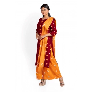 Generic Women's Rayon Printed Unstitched Salwar Suit Material With Dupatta 2.3Mtrs (Red)