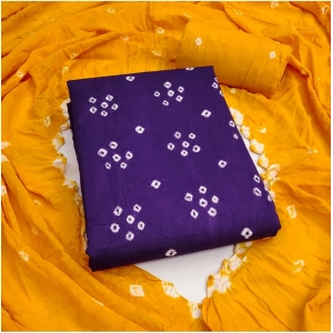 Generic Women's Cambric Cotton Printed Unstitched Salwar Suit Material With Dupatta 2.3Mtrs (Purple)
