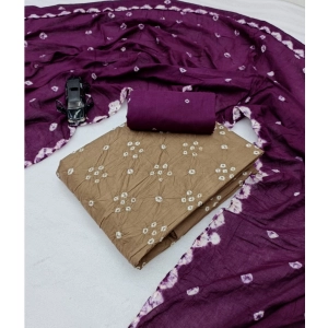 Generic Women's Cambric Cotton Printed Unstitched Salwar Suit Material With Dupatta 2.3Mtrs (Beige)