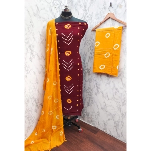 Generic Women's Rayon Printed Unstitched Salwar Suit Material With Dupatta 2.3Mtrs (Red)