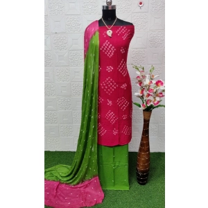 Generic Women's Rayon Printed Unstitched Salwar Suit Material With Dupatta 2.3Mtrs (Pink)