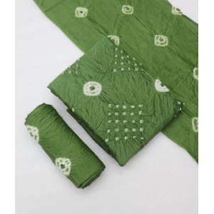 Generic Women's Chanderi Cotton Printed Unstitched Salwar Suit Material With Dupatta 2.3Mtrs (Green)