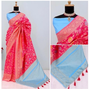 Generic Women's Banarasi Printed Saree With Unstitched Blouse 5.5Mtr (Rani)