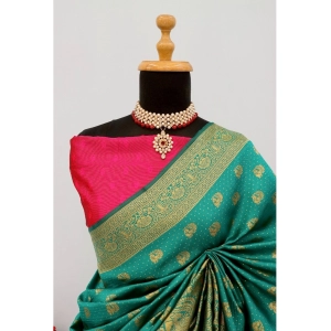 Generic Women's Banarasi Printed Saree With Unstitched Blouse 5.5Mtr (Rama)