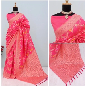 Generic Women's Banarasi Printed Saree With Unstitched Blouse 5.5Mtr (Rani)
