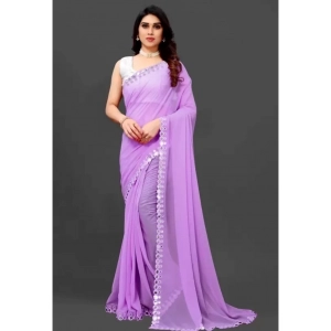 Generic Women's Georgette Self Design Bollywood Saree With Unstitched Blouse (5.5Mtr, Purple)