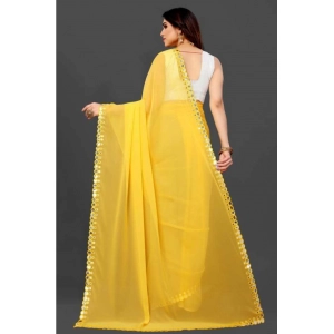 Generic Women's Georgette Embellished Bollywood Saree With Unstitched Blouse (5.5Mtr, Yellow)
