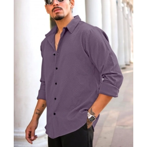 Generic Men's Casual Popcorn Self-design Full Sleeve Collar Shirt (Wine)