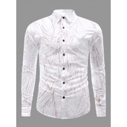 Men's Casual PollyCotton Textured Full Sleeve Collar Shirt (Brown)