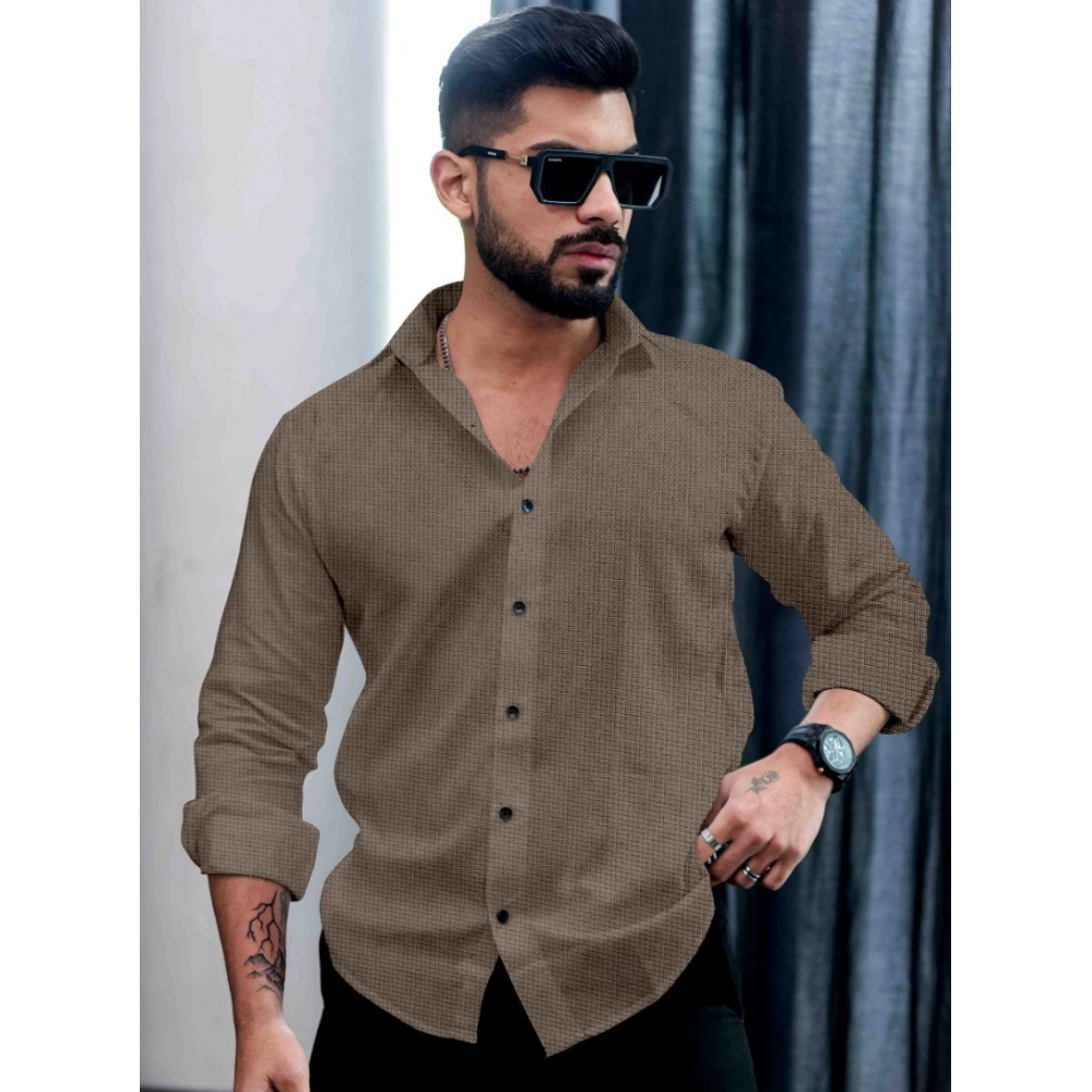 Men's Casual PollyCotton Textured Full Sleeve Collar Shirt (Grey) Men's Casual PollyCotton Textured Full Sleeve Collar Shirt (Grey)