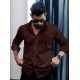 Men's Casual PollyCotton Self-design Full Sleeve Collar Shirt (Brown) Men's Casual PollyCotton Self-design Full Sleeve Collar Shirt (Brown)