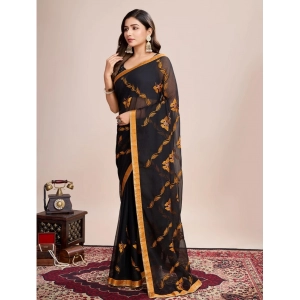 Generic Women's Georgette Printed  Saree With Unstitched Blouse (5.5Mtr, Orange)