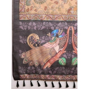 Generic Women's Georgette Embroidered  Saree With Unstitched Blouse (5.5Mtr, Brown)
