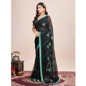 Generic Women's Georgette Printed  Saree With Unstitched Blouse (5.5Mtr, Rama)