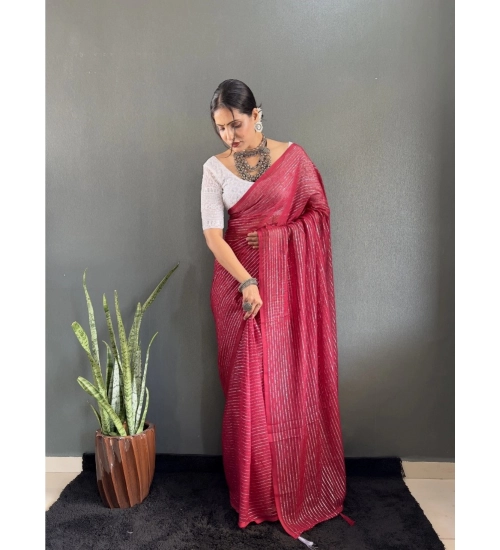 Women's Chiffon Woven Bollywood Saree With Unstitched Blouse (5.5Mtr, Pink)