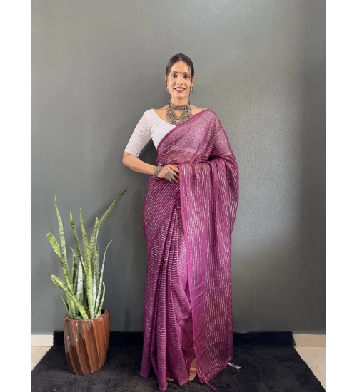 Women's Chiffon Woven Bollywood Saree With Unstitched Blouse (5.5Mtr, Purple)