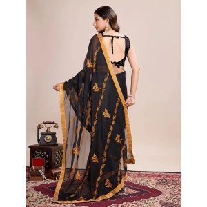 Generic Women's Georgette Printed  Saree With Unstitched Blouse (5.5Mtr, Orange)
