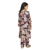 Dropship Girl's Maslin Embrodrery Lace Aliya Cut Top With Bottom Dupatta Set (Purple)
