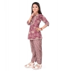 Dropship Girl's Cotton Printed Top With Bottom Set (Purple)
