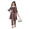 Dropship Girl's Cotton Embrodrery Lace Shrug Kurti With Bottom Dupatta Set (Maroon)
