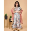 Dropship Girl's Chiffon Printed Lehenga Choli Set (Blue)